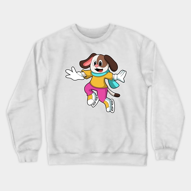 Dog at Ice skating with Ice skates Crewneck Sweatshirt by Markus Schnabel